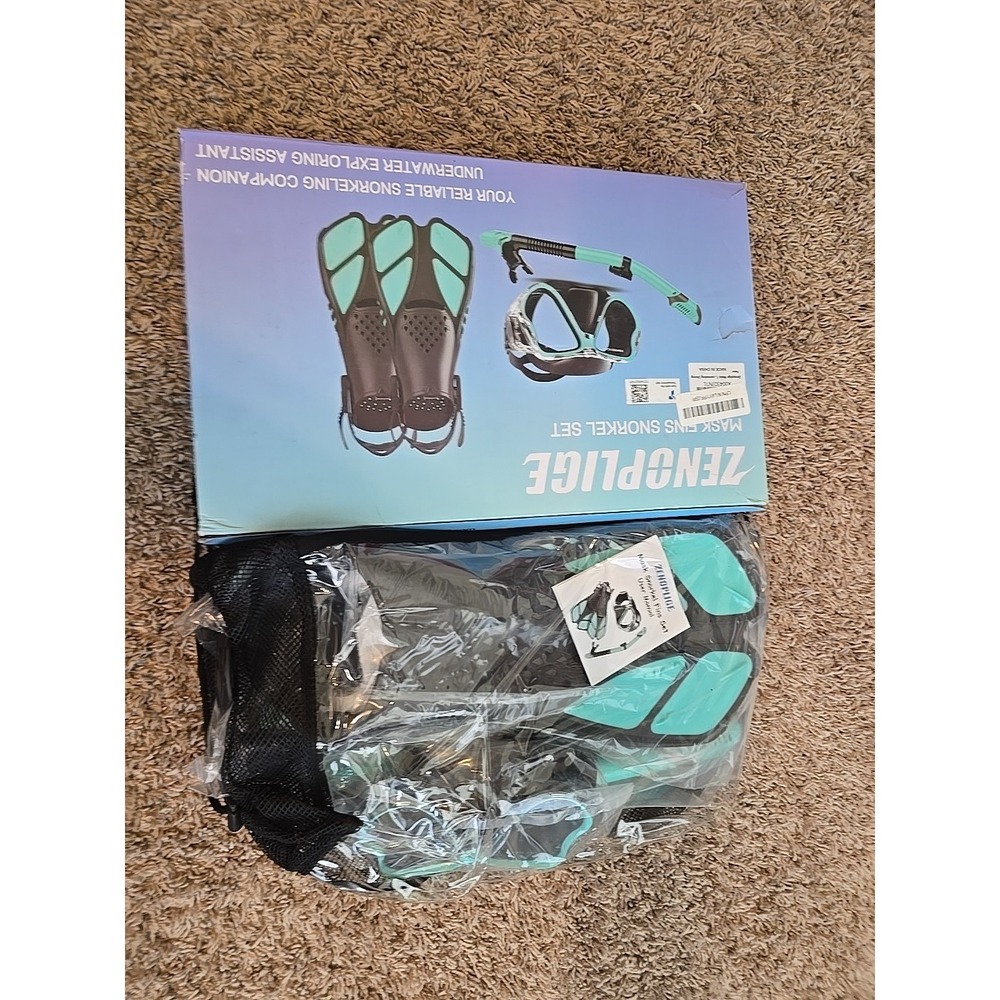Zenoplige Snorkel Set Mask And Fins S/M Black Brand New